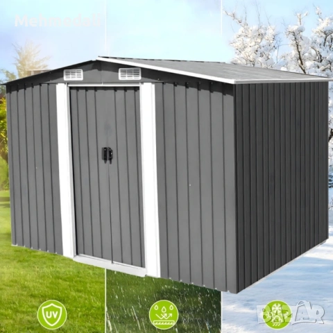 🏡 Метална градинска къща за инструменти с вентилация и заключване, снимка 2 - Градински мебели, декорация  - 53159140