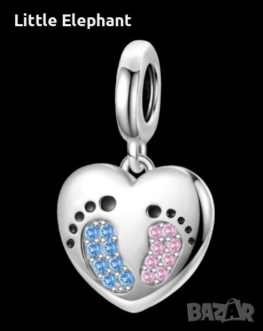 Outlet Sale Сребърен висящ елемент Пандора,"Twins-boy and girl"/нов