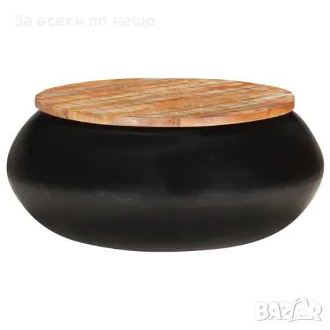 Маса За Кафе, Черна, 68x68x30 см, Регенерирано Дърво Масив Код P493, снимка 5 - Маси - 50262934