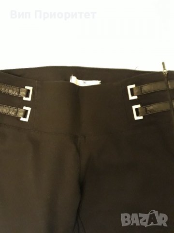 Черен марков клин ELISABETTA FRANCHI с комбиниран бранд-луксозна материя стегнат плат + кожени ленти, снимка 4 - Клинове - 37415104