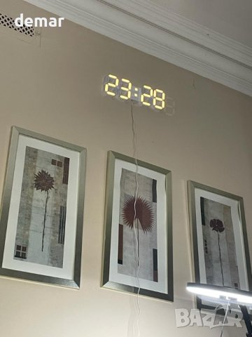 COVERY Цифров стенен часовник - 3D LED с аларма, дистанционно, снимка 9 - Стенни часовници - 42088589
