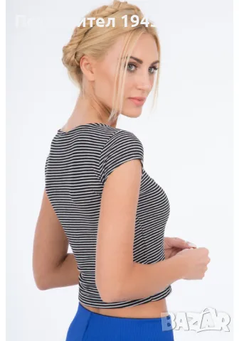 Къс дамски топ в черен цвят BB20312, снимка 3 - Корсети, бюстиета, топове - 48045215