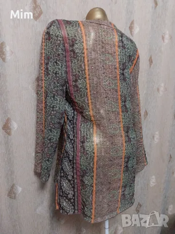 L Ефирна туника в кафяво с дълъг ръкав , снимка 4 - Туники - 49900262