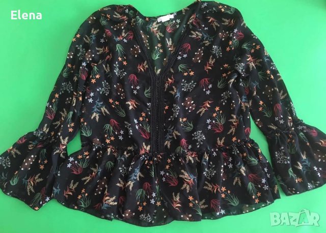 Черна блуза на цветя, снимка 2 - Други - 39435334