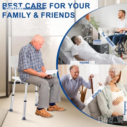 Душ стол с облегалка, U-образен, с регулируема височина на 6 нива, снимка 4 - Столове - 52442038