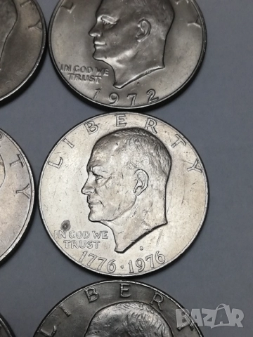 лот от 6 монети 1 долар Айзенхауер 1972,76,77 г., снимка 5 - Нумизматика и бонистика - 52587741