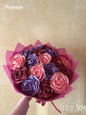 Букети от вечни рози (сатенени рози)., снимка 6 - Подаръци за жени - 46401681