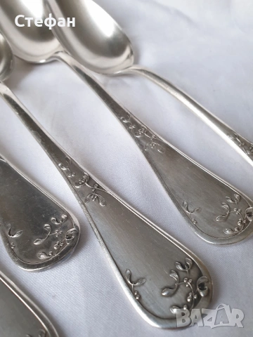 Комплект посребрени лъжици, снимка 4 - Антикварни и старинни предмети - 53181386