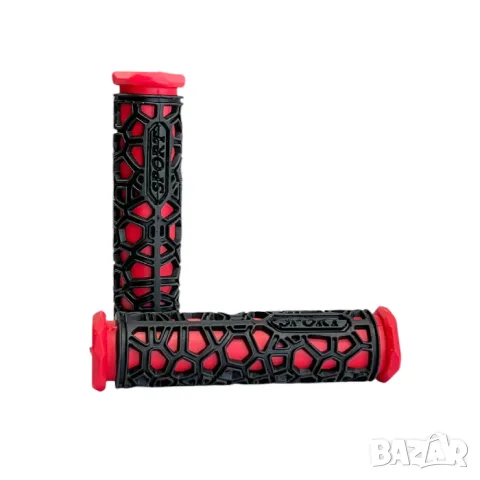 Черно червени гумени дръжки за велосипед 130 mm