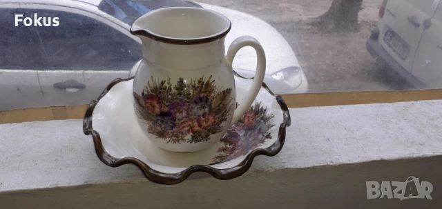 Кана с леген - гръцки порцелан маркирани