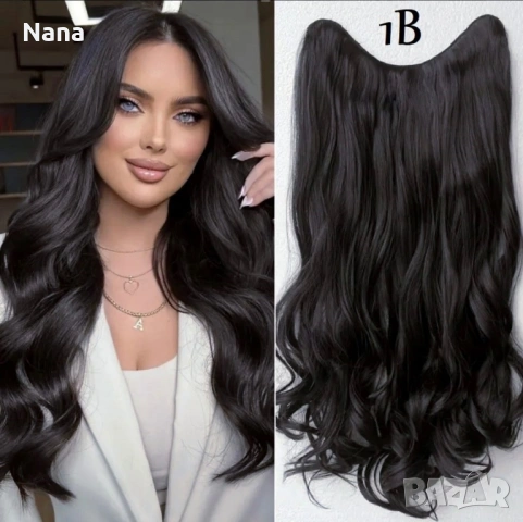 Черни треси екстеншън Дължина 60см Цена 21€, снимка 2 - Аксесоари за коса - 54183081