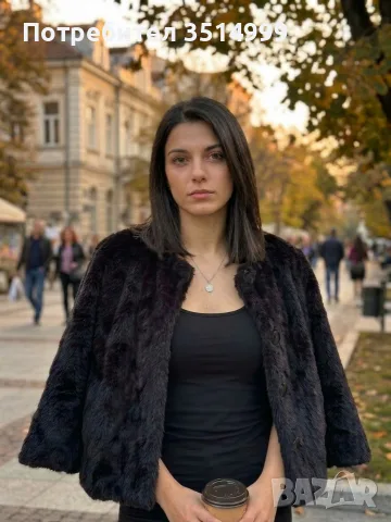 черно пухено палто, снимка 3 - Палта, манта - 56521103
