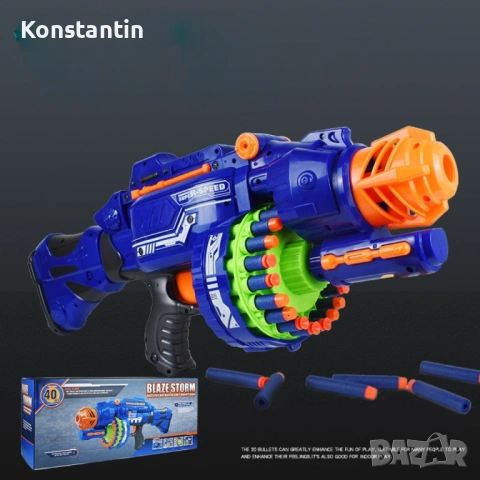 Детски голям ръчен полуавтоматичен пистолет с меки куршуми, снимка 4 - Други - 54125248