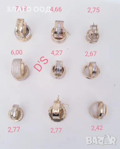 Златни обеци халки от бяло, жълто и розово -14К, снимка 5 - Обеци - 39965775
