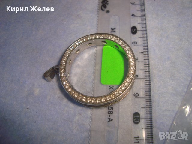 СТАР ПОСРЕБРЕН ВЕНТИДЖ АРТ МЕДАЛЬОН ВИСУЛКА с ИНКРУСТИРАНИ КРИСТАЛЧЕТА 28339, снимка 7 - Колиета, медальони, синджири - 37395567