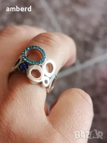 Страхотен сребърен пръстен със сини циркони - модел R016, снимка 4 - Пръстени - 48595168