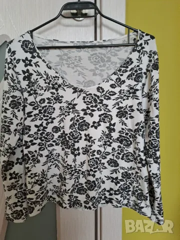 Дамска блуза черно и бяло трикотажна тънка, снимка 1