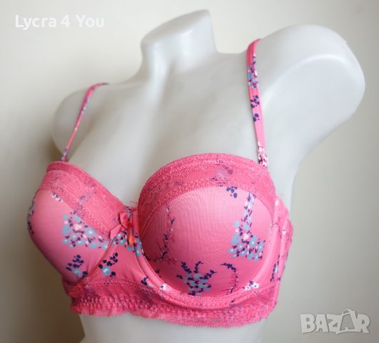 75В нов с етикет розов сутиен с флорални мотиви, снимка 4 - Бельо - 36677052