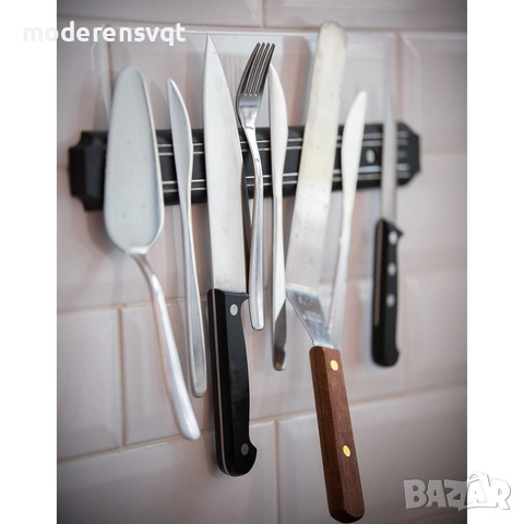 Магнитна стойка за ножове, кухненски ножици и други метални аксесоари, снимка 3 - Аксесоари за кухня - 51484542