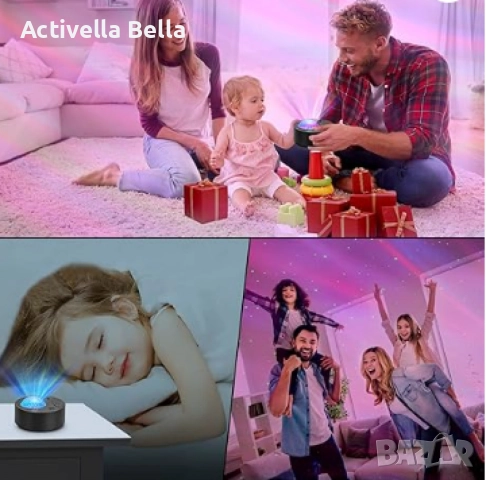 Северно сияние, RGB звездно небе, лазерен проектор, светлина бял шум, снимка 3 - Настолни лампи - 52571681