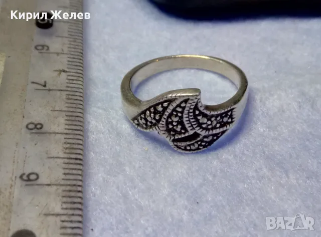 СКЪПЕЦЕНЕН МАРКАЗИТЕН СРЕБЪРЕН ПРЪСТЕН СРЕБРО 925 РЪЧНА ЮВЕЛИРНА ИЗРАБОТКА 47959, снимка 6 - Пръстени - 50115972