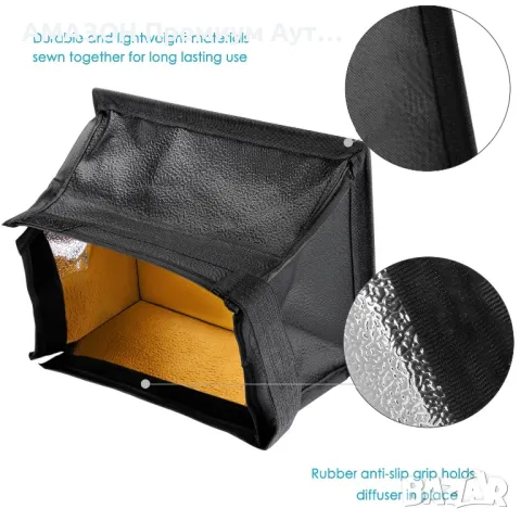 Neewer 15x17 см Сгъваем дифузьор/Мини софтбокс за CN-160/LED светлина (оранжево), снимка 4 - Чанти, стативи, аксесоари - 49731817