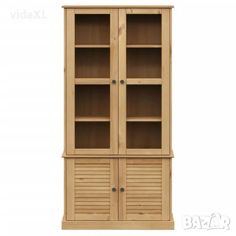 vidaXL Стъклен шкаф витрина VIGO 85x35x170 см бор масив, снимка 4 - Секции и витрини - 56147327