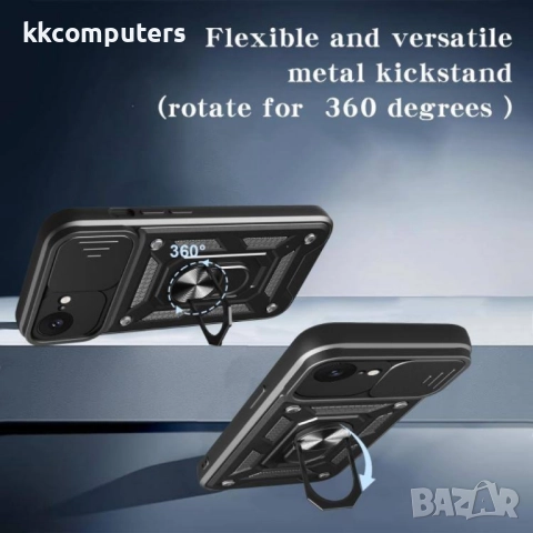iPhone 16e Удароустойчив Ring Holder Калъф и Протектор, снимка 3 - Калъфи, кейсове - 52686963