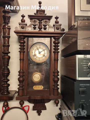 🕒 Немски стенен античен часовник Junghans на около 100г. Напълно автентичен. Профилактиран, готов з, снимка 3 - Стенни часовници - 50092630