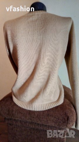 Вълнен пуловер BSK, бежев, снимка 3 - Блузи с дълъг ръкав и пуловери - 35203846