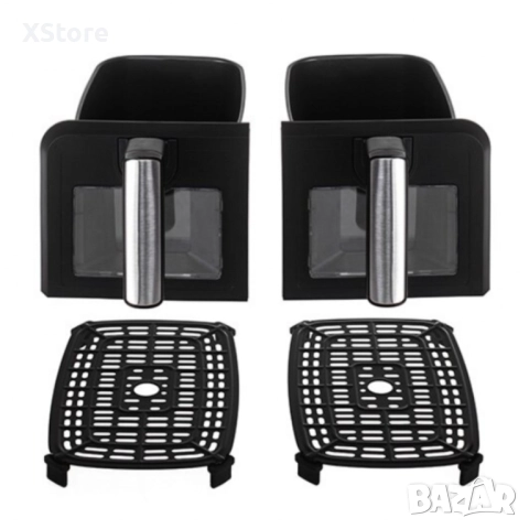 Двоен фритюрник Air Fryer, работещ  без олио, 8L, цифров дисплей, снимка 2 - Фритюрници - 51993129