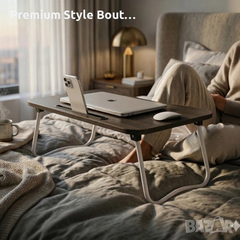 Мултифункционална сгъваема маса за лаптоп или хранене, с поставка за таблет и телефон, снимка 6 - Маси - 53922592