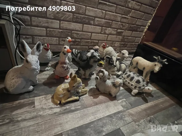 Масивни циментови фигурки на животни за градина и двор – ръчно боядисани
