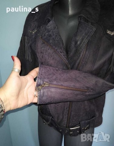 Два броя / Естествен набук, Лилаво и Леопардов принт яке / рокерско яке , снимка 6 - Якета - 14408628