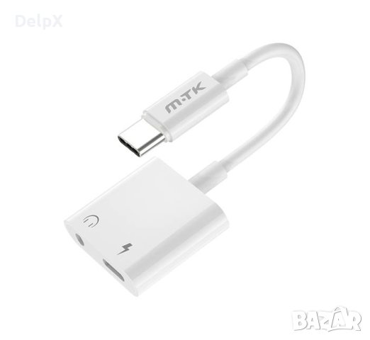 Кабел преходен TB1283, Type-c(м)/Type-c(ж) + JACK(ж) 3,5mm, 0,12m, снимка 1