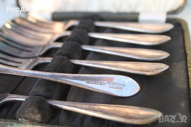 Посребрени англииски вилички за сладко, снимка 5 - Антикварни и старинни предмети - 38552156