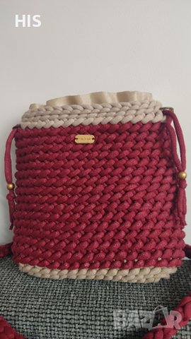 Луксозни плетени дамски чанти, ръчно изработени, с дълга дръжка за през рамо, бордо, снимка 7 - Чанти - 40479121