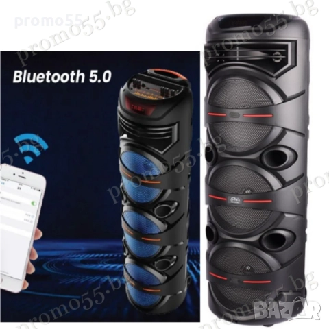 Голяма тонколона 95см. 3х8 инча с безжичен микрофон, дистанционно, RGB, снимка 5 - Тонколони - 52596202