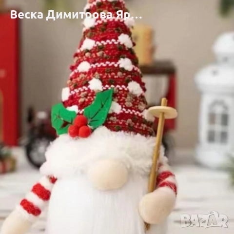 Светеща коледна играчка – Декорация с LED осветление и плетена шапка, снимка 3 - Декорация за дома - 52573743