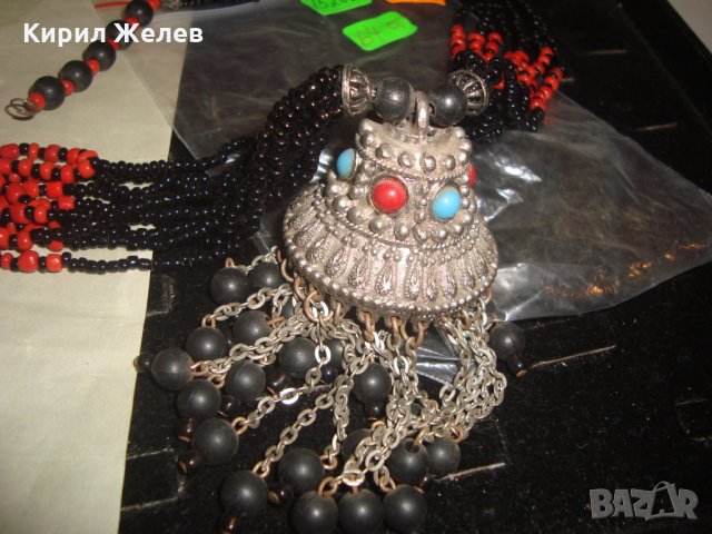 ТУАРЕГСКА ТЮРКОАЗЕНА САЧАНЕНА ОГЪРЛИЦА ТРАДИЦИОНЕН НАЦИОНАЛЕН НАКИТ с ХИЛЯДИ МЪНИСТА и КОРАЛ 15202, снимка 8 - Колиета, медальони, синджири - 30711707