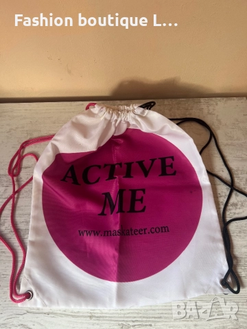 Бяла спортна мешка с цикламен кръг с надпис ACTIVE ME на MASKATEER 🩷, снимка 3 - Чанти - 51892916