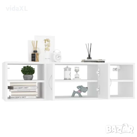 vidaXL Стенен рафт, бял, 102x30x29 см, инженерно дърво, снимка 4 - Етажерки - 56147821
