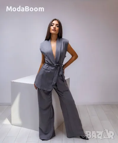 Сив дамски комплект от две части , снимка 2 - Комплекти - 48008992