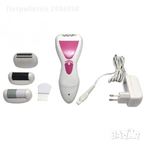 Уред за красота 4 в 1 приставки за обезкосмяване, тример, полиране на пети, снимка 2 - Козметика за тяло - 51109519
