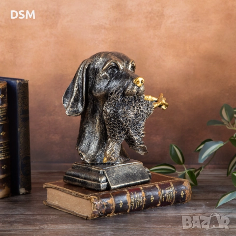 нова Статуетка Куче с Птица Фигура - Декорация за Ловец 20см, снимка 3 - Статуетки - 51729172