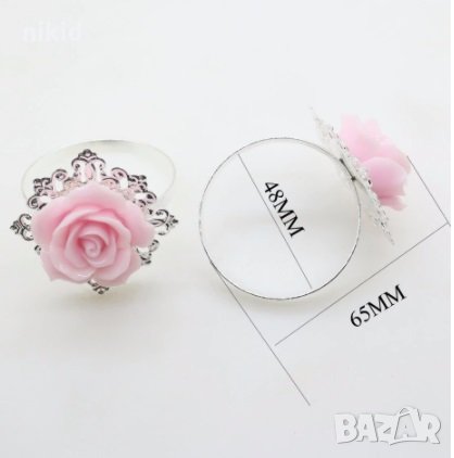 Розова роза пръстен халка декорация за трапезата на салфетки и кърпи, снимка 2 - Други - 31674524