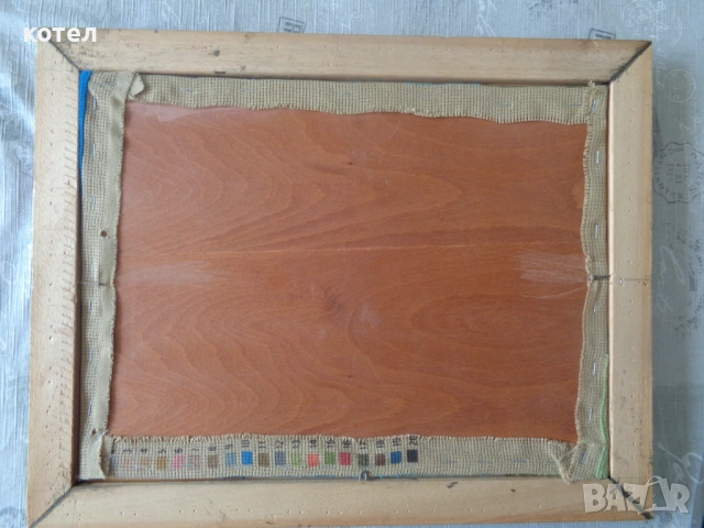 Ръчно шит гоблен „Старецът с лулата“, снимка 4 - Гоблени - 54220457