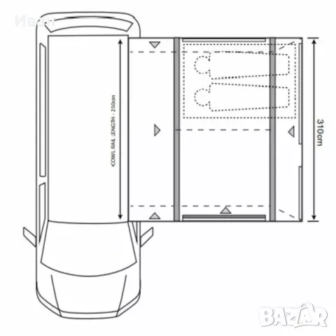 Универсален надуваем форселт Outdoor Revolution Movelite T2 Midline. За кемпер, бус или каравана. , снимка 7 - Палатки - 49888974