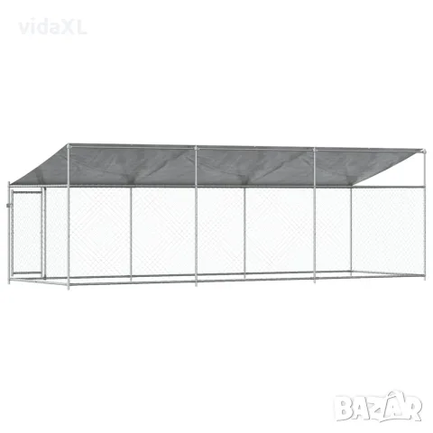 vidaXL Кучешка клетка с покрив и врата сив 6x2x2 м поцинкована стомана, снимка 6 - За кучета - 56146780