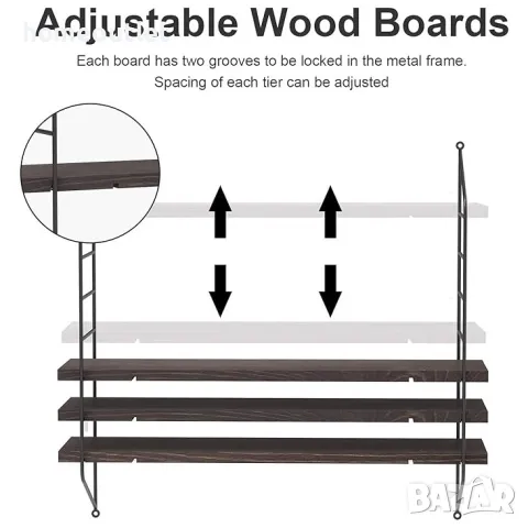 ПРОМОЦИЯ Стенна етажерка на 3 нива UNHO XJJ444-GY, снимка 5 - Етажерки - 49115710
